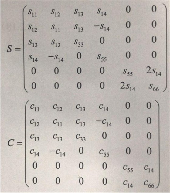 石英晶体的弹性常数矩阵