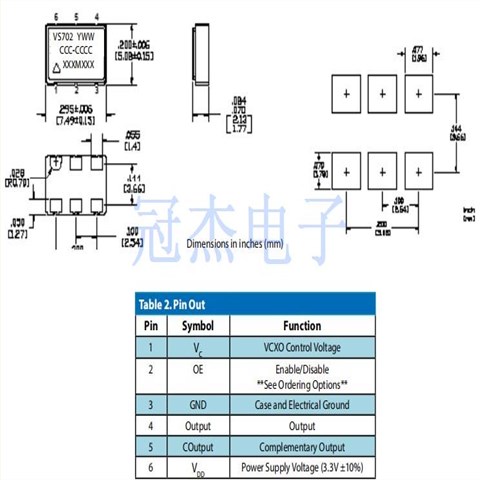 维管SAW压控振荡器,VS-702六脚贴片晶振,VS-702-ECE-KXAN-622M080000晶振