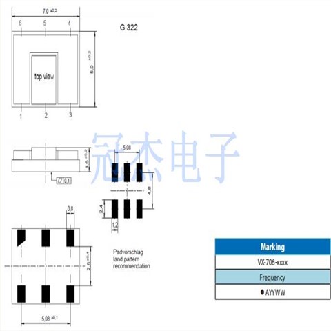 Vectron小体积晶振,VX-706低噪声晶振,VX-7060-EAE-3050-100M000000晶振