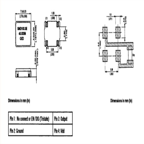 SMD100.3系列振荡器,SMD100.3C(E/D)-45.000MHz,GED网络晶振,7050mm