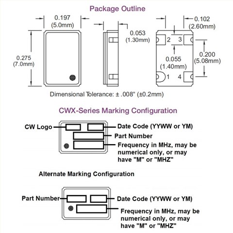 CWX825-20.48M,7050mm,CWX825,ConnorWinfield无线网络晶振