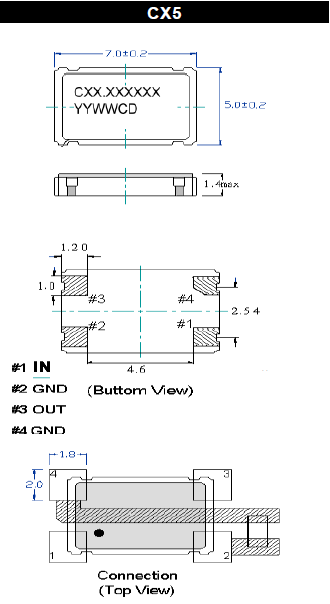 耐振低频进口谐振器,大型7050mm贴片晶体,CX5晶振