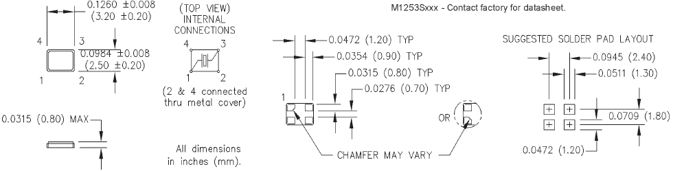 M级超强防焊裂性晶振,小型SMD式3225晶振,M1253晶振