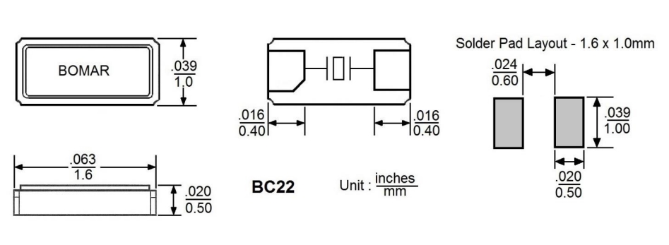 美国Bomar晶振/BC22CCD112.5-32.768K/6G无线通信晶振