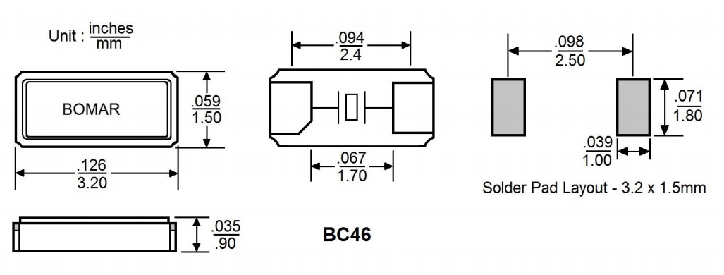 Bomar无源晶体-6G无线网络晶振-BC46CCD112.5-32.768K